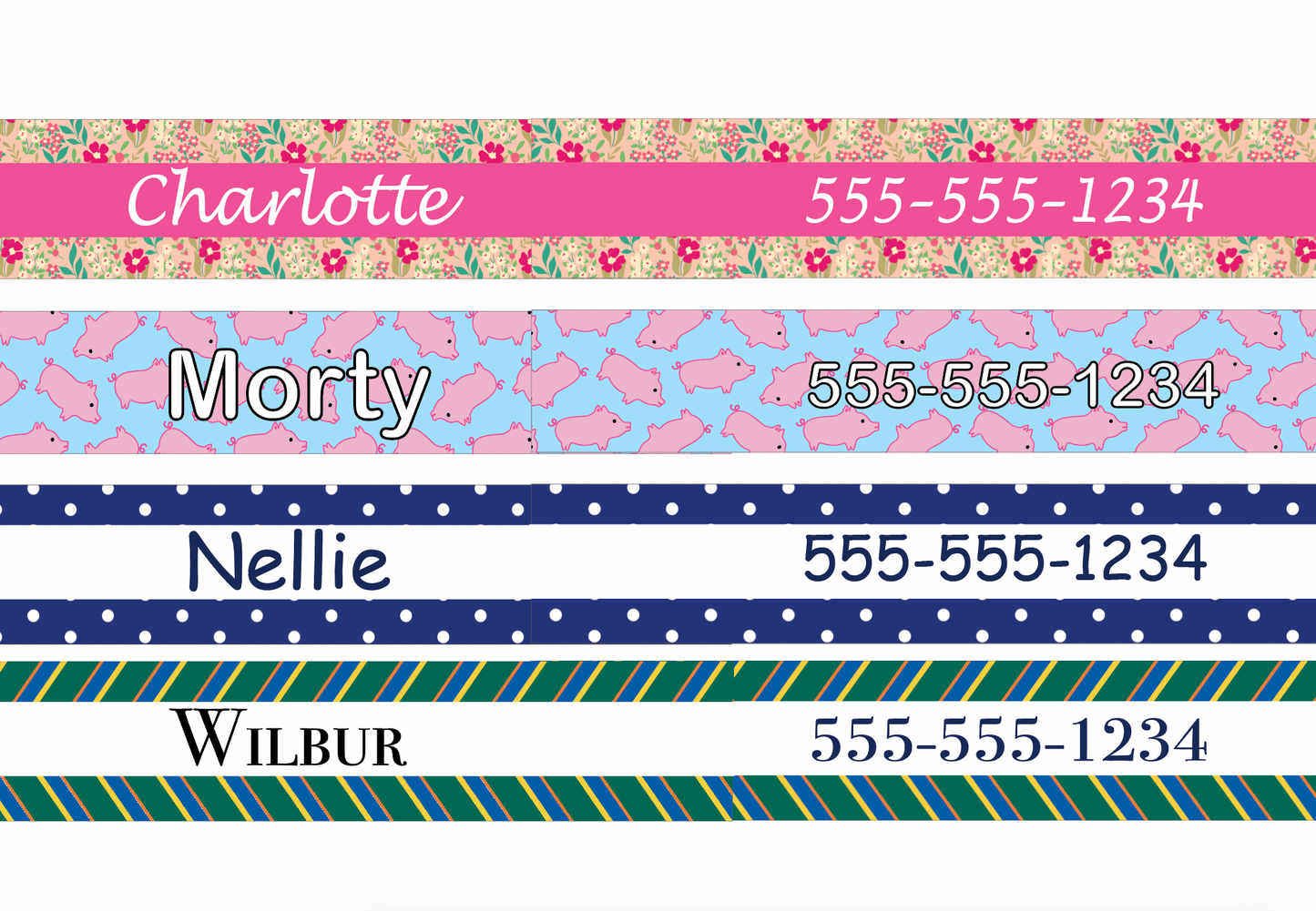 Pet Pig Collar Elastic Name Tag - Customize Your Saying, Personalized Info, Sublimated Neckband